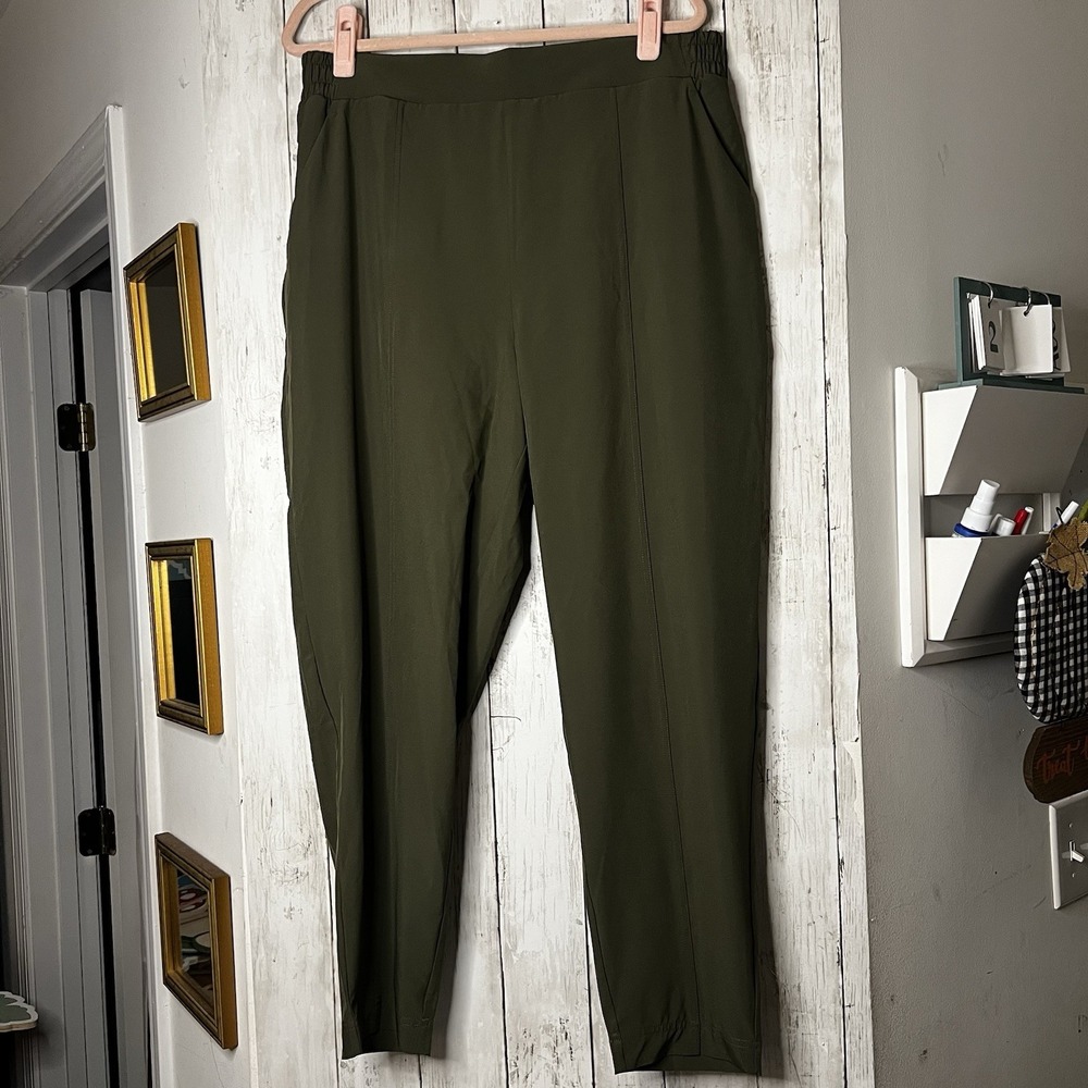 NWT Fabletics Downtown Wide Leg Pants XL Utility Green High Rise Casual Work